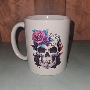 Floral Skull Nwot White Mug
